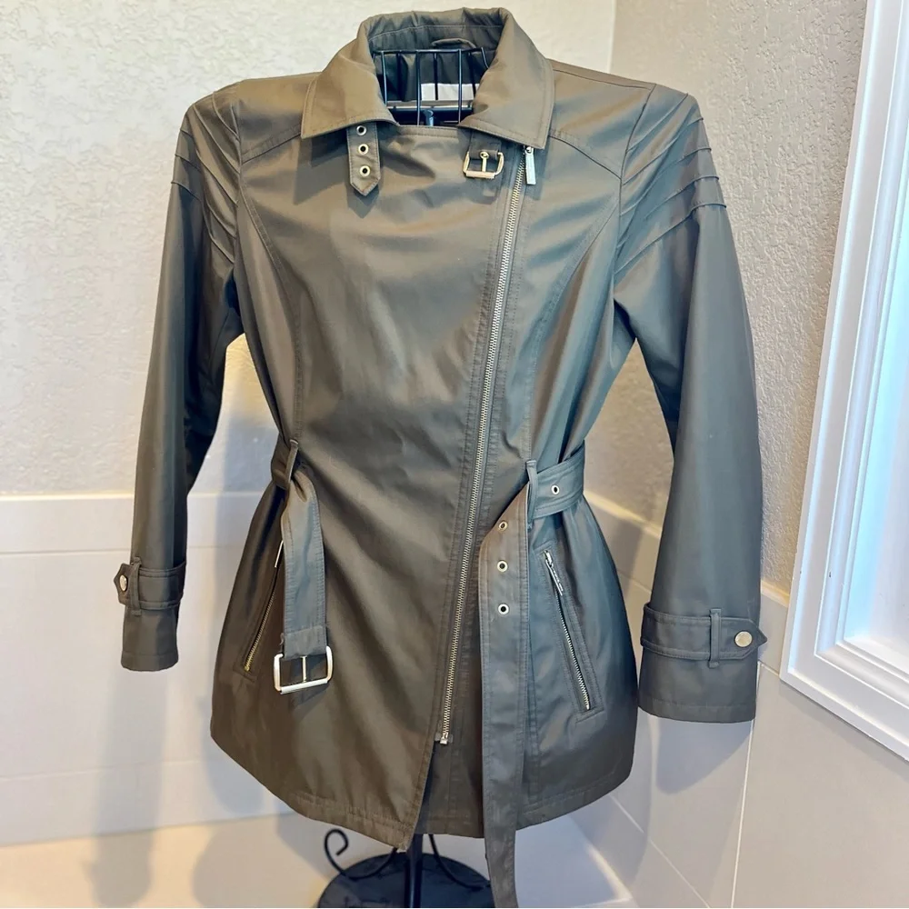 Michael Kors water-resistent Anorak Olive Green Women's Belted Jacket size M - Picture 1 of 10